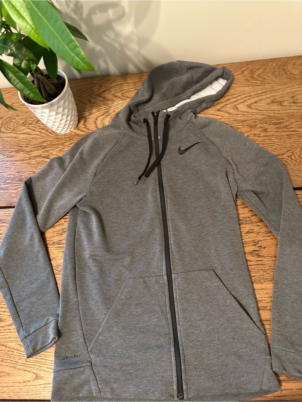 Men’s Dri-FIT Nike Gray Full-Zip Lightweight Hoodie Jacket Size S